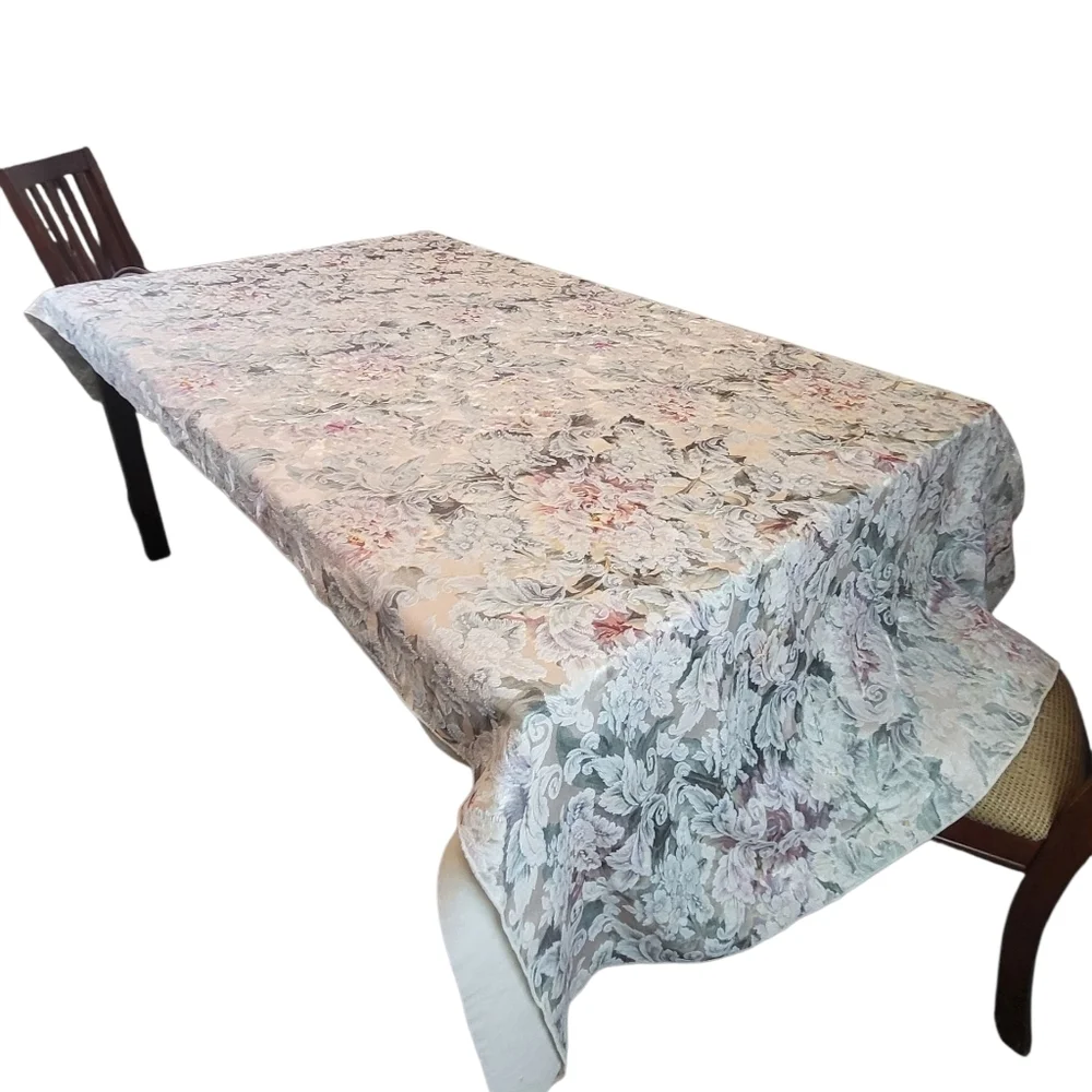 Vintage Floral Dining Tablecloth - Cream, Pink, Green